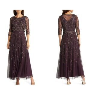 Pisarro‎ Nights Beaded Mesh Gown with Jacket Size 12